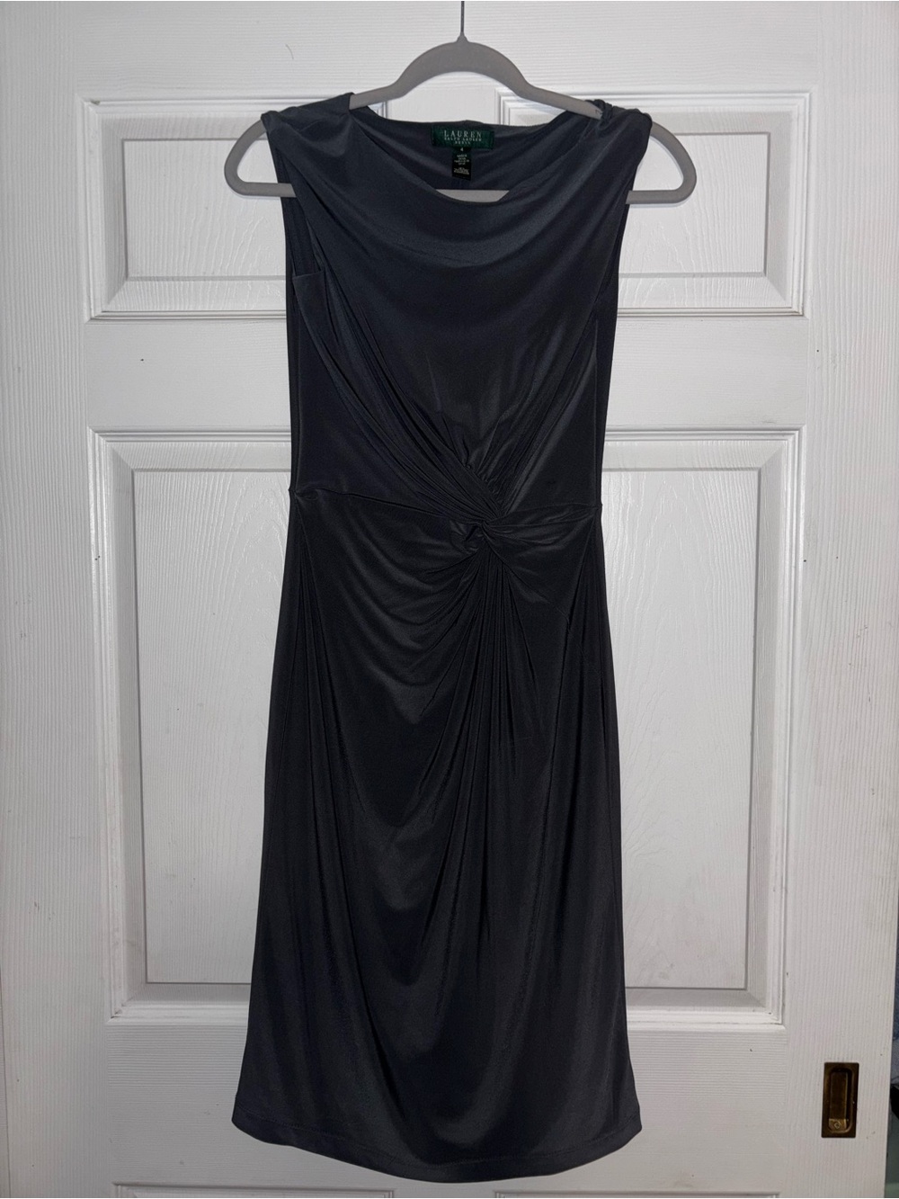 Ralph Lauren Black Sleeveless Knot-Detail Sheath Dress